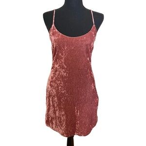 Forever 21 Velvet Blue Mini Spaghetti Strap Dress Size S